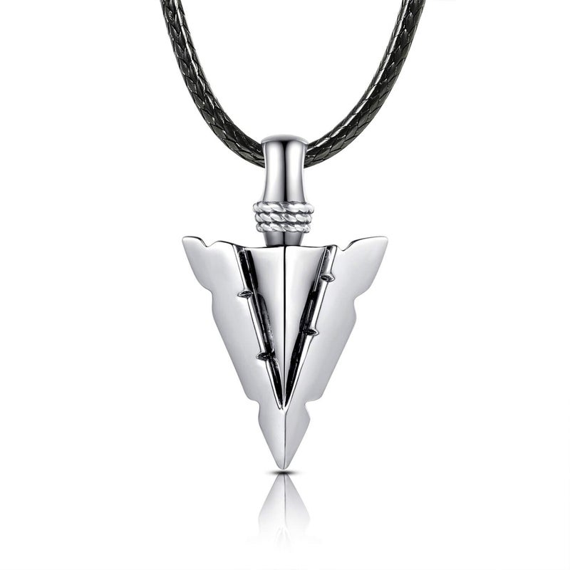 MANBU Sterling Silver Urn Necklace for Men: Arrowhead Memorial Pendant Cremation Ash Jewelry Bereavement Keepsakes Gift for Loss of a Loved One (style 1) - Image 1